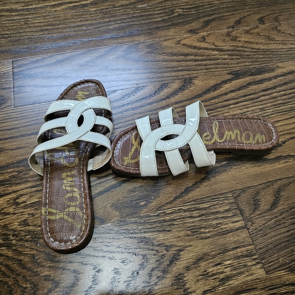 Sam Edelman Bryna White Patent Leather Slide Sandals Womens - Picture 3 of 6